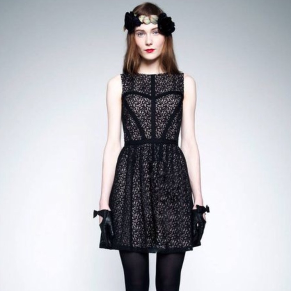 Erin Fetherston | Runway black & blush lace dress